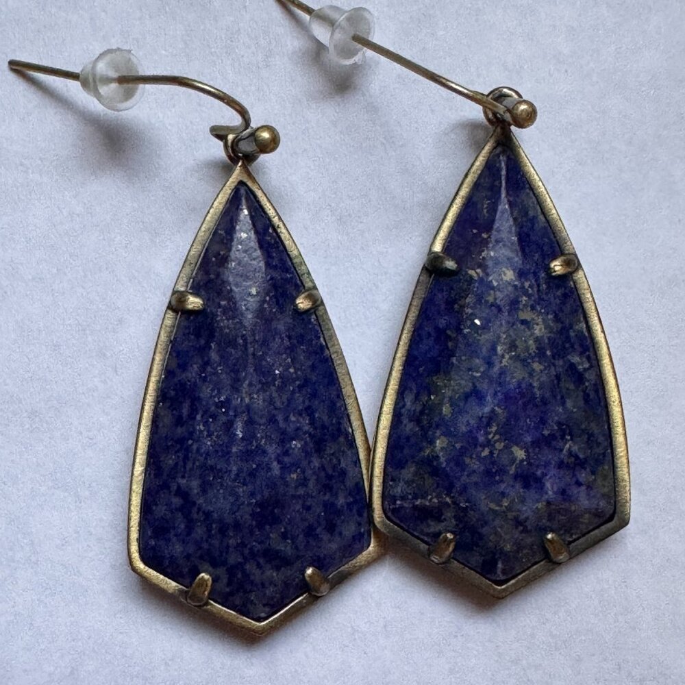 Navy and silver drop earrings
